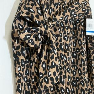 Verve Loose Leg Pants Animal Print Elastic Waist Attached Sash NWT